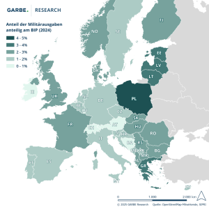 Anteil der Militärausgaben in Europa anteilig am BIP (2024)