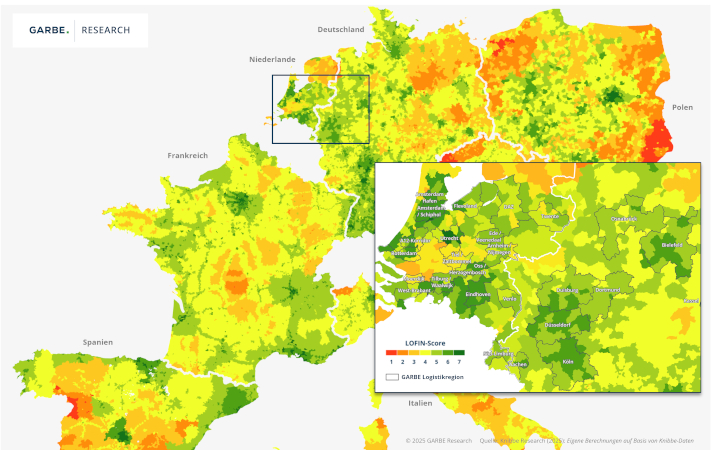 Logistikattraktivität in Europa mit Fokus auf den niederländisch-deutschen Korridor basierend auf dem GARBE LOFIN-Score