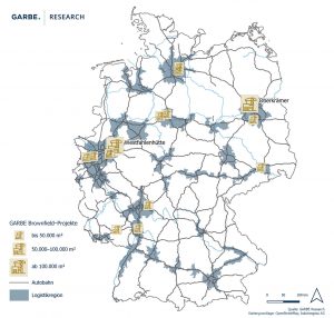 Übersicht aller Brownfield-Projekte der GARBE Industrial Real Estate in Deutschland